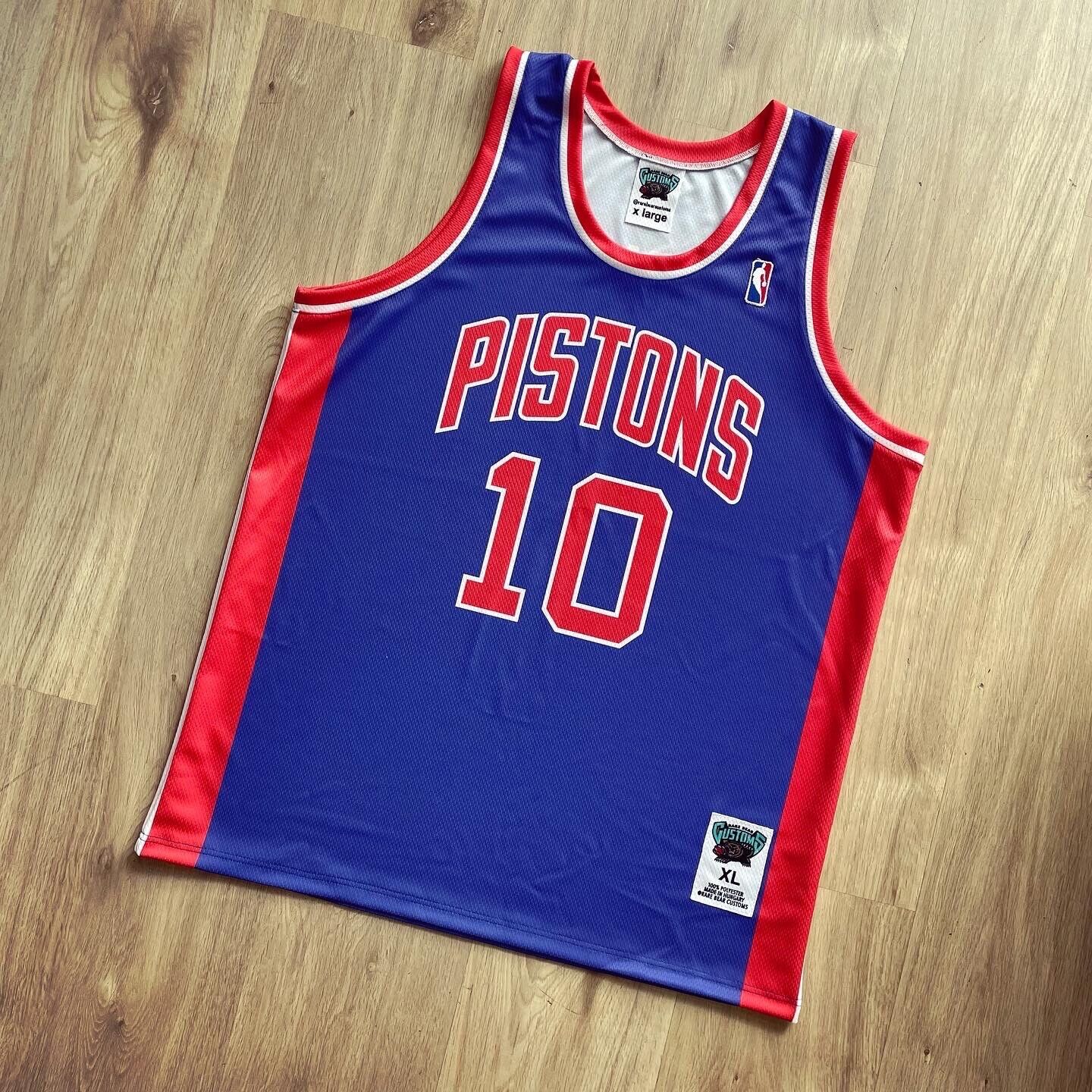 Dennis Rodman Detroit Pistons Blue CUSTOM NBA Jersey XL New