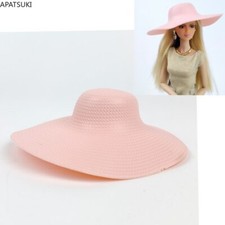 Sombrero de plástico rosa accesorios en miniatura sombreros grandes para muñeca BJD de 11,5" 1/6
