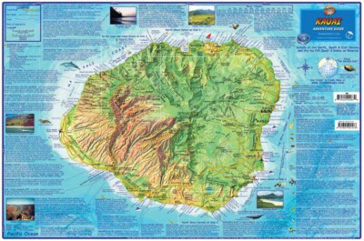 Kauai Hawaii Adventure Guide Map Laminated Poster by Franko Maps