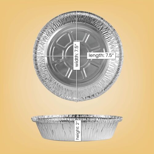 100 pack 7-Inch Round Aluminum Foil Pans, no Lid, Heavy Duty Disposable Pan - Picture 2 of 3