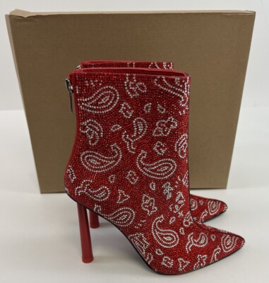 Steve Madden ROBYN Rhinestone Bandana Print High Heel Ankle Boots Size  *READ