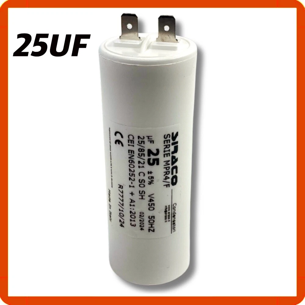 Condensatore Motore Elettrico 10 16 20 25 30 40 50 Uf Mf Farad Con Faston 450V - Foto 7