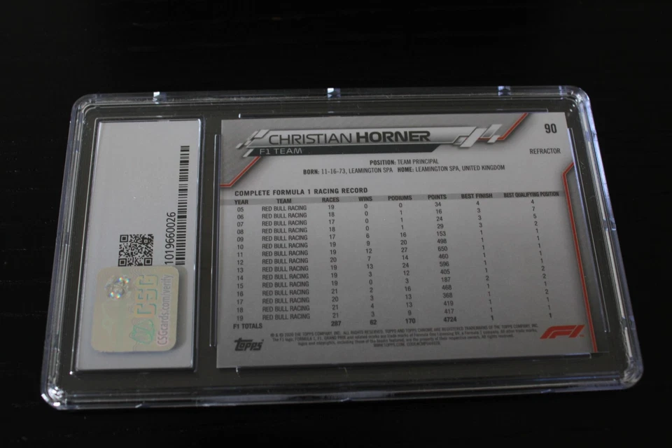 2020 Topps Chrome Formula 1 #90 Christian Horner Refractor CSG 8.5 - Image 2 of 2