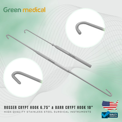 Rosser Crypt Hook 6.75'' & Barr Crypt Hook 10''  Surgical Instruments