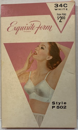 Vintage NIB Exquisite Form Bra White 34C Bullet Cone Style P502 New in Box