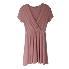 HYFVE Pink Short Sleeve Surplice V-Neck Faux Wrap Mini Dress Small S