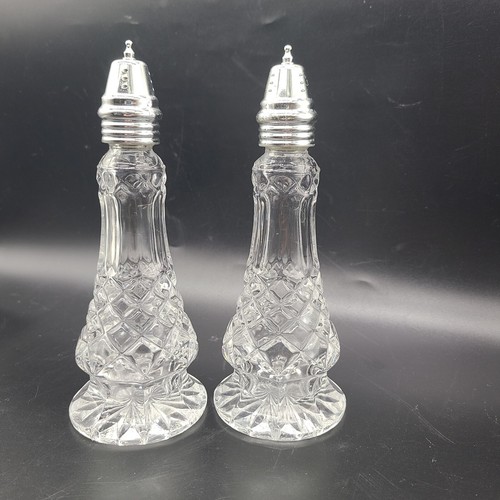 Belleek Pottery Galway Crystal Ashford Set Salt/Pepper Shakers 7.5" Crystal