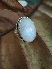925 Sterling Silver Natural Moonstone Ring Gemstone Women Jewelry For Her F 6