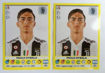2 lot X Paulo Dybala Juventus Stickers Panini Calcio 2018 19