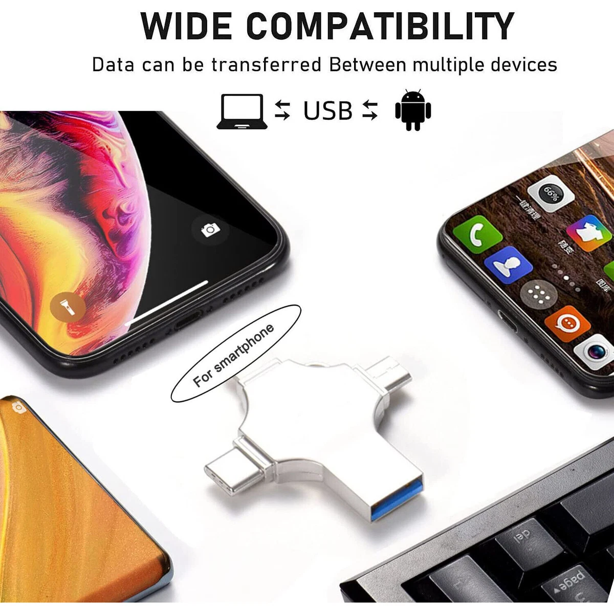 4in1 2TB Flash Drive Photo Storage Stick OTG For iPhone Samsung Android PC NEW.