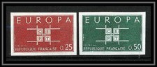 France N°1396 / 1397 europa 1963 cote 130 Non dentelé ** MNH (Imperf) discount