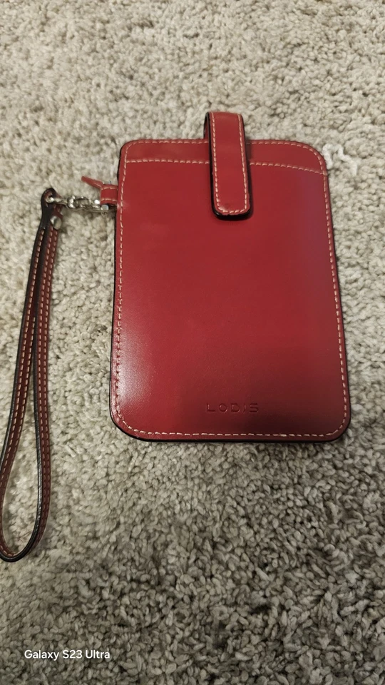 LODIS Audrey Cuero Rojo Teléfono Inteligente Identificación y Estuche para Tarjeta/Correa de Muñeca Desmontable Foto 2 de 4