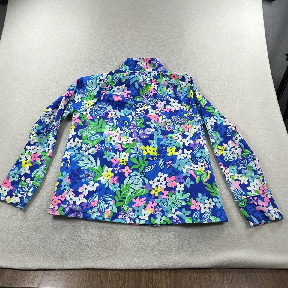 Sudadera Pullover Lilly Pulitzer Mujer XL Azul Floral Melena Popover Top Foto 2 de 4