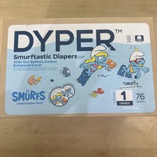 DYPER SIZE 1 Baby DIAPERS Viscose BAMBOO 76 Diapers LIMITED EDITION Smurf UNISEX