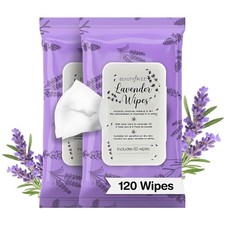 Lavender Face Wipes - 120 pcs - Gentle Makeup Remover Wipes for Women - Facia...