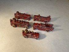 Vintage Cast Iron Fire Truck Toy Lot 5 Red Trucks As Found