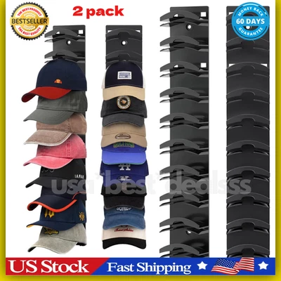 PRIME SHOP HUB 2 Pack Hat Organizer for Baseball Caps, Hat Rack for Wall with Strong Adhesive H