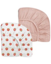 Neutral Muslin Pack and Play Sheets for Baby 27x39 - Soft, Breathable Bedding