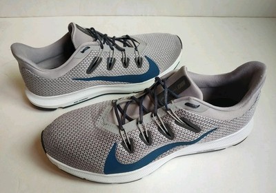 Nike Quest 2 Men's Running Sneakers Mesh Grey Blue Lace Up White Run Walking 12