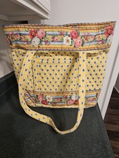 Large Vintage Vera Bradley Yellow Floral Elizabeth Tote Shoulder Bag Retired...