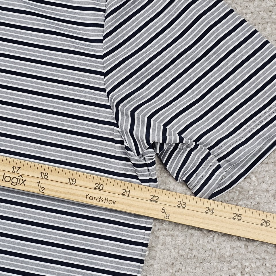 RLX Ralph Lauren Polo Shirt Mens Medium Blue Gray Stretch Striped