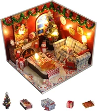 Dollhouse Miniature DIY House Kit Creative Room with Furniture and Glass Cover f