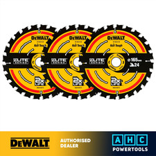 3 x DeWalt DT10624 165mm 24T 20mm Elite Cordless Circular Saw Blade