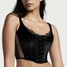 Victoria's Secret Corset Top Medium Lace Velvet Bustier Dream Angels Whimsigoth