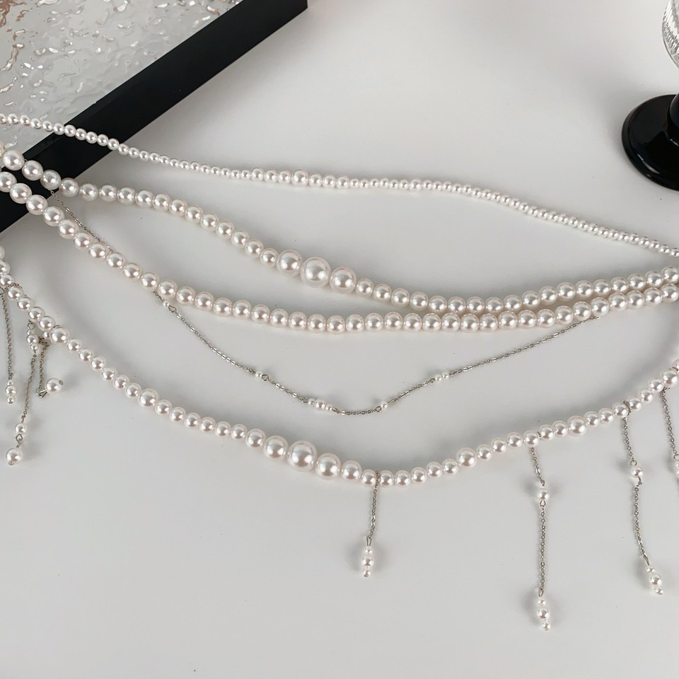 Exaggerated Imitation Pearl Jewelry Set - Necklace, Bracelet, Earrings For Women