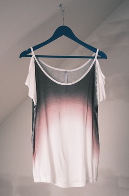 Cop Copine Women's White Viscose Gradient Deviser Top Size M Made in Portugal