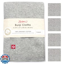 Zutano 5-Pack Organic Burp Cloths for Baby Girl and Boy, Large Cotton Burping