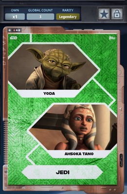 Topps Star Wars Card Trader Connections Green Gilded Bronze Yoda Ahsoka Tano 3cc