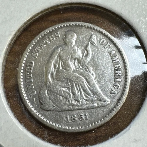 1861 Seated Liberty Half Dime VG/F - Cleaned
