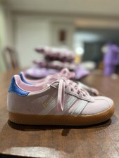 Adidas Gazelle Shoes Pink Suede Blue Heel Gum Sole NWT No Box Kids Size 1
