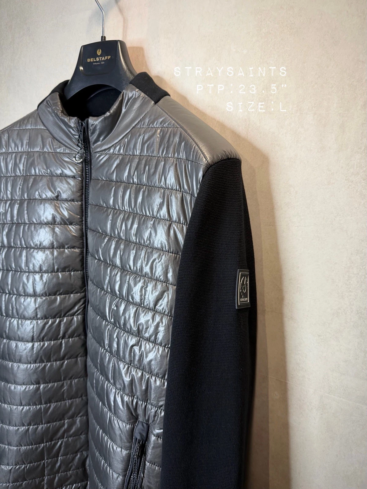 Belstaff Veer Puffer Jacket Cardigan Grey Men’s Size UK L