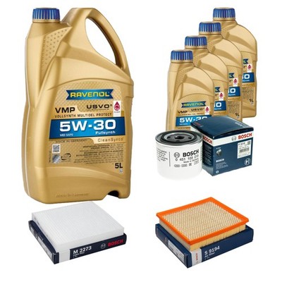 BOSCH Inspektionspaket 9L RAVENOL VMP 5W-30 für Dodge Avenger