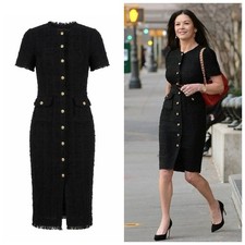 Dolce&Gabbana IT40 gold buttons detailed Black tweed Dress Carretto Sicily