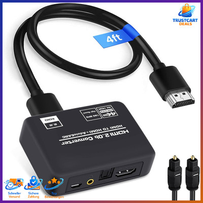 HDMI Audio Extractor 4K 60Hz Splitter Converter mit Toslink 3,5mm Audio Adapter