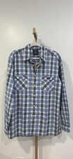 Lucky Brand Men's Blue White Long-Sleeve Plaid Button-Down Shirt Size M