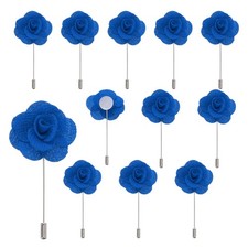 12pcs Blue Camellia Boutonnieres Pins for Formal Party