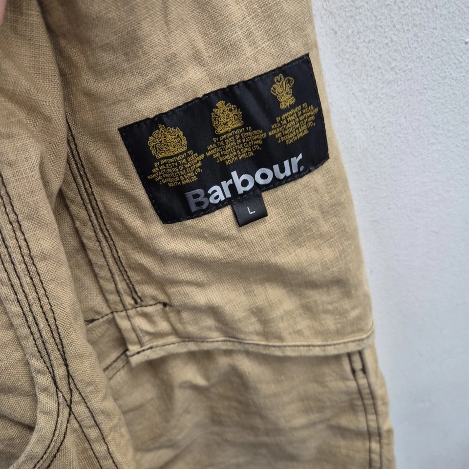 Barbour SMU Rambler Coated Linen Biker Brown Country Farm Coat Jacket Size Large - Image 4 of 4
