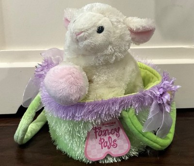 7  Easter Lamb in Basket Fancy Pal Puppet Purse By Aurora New with Tags
