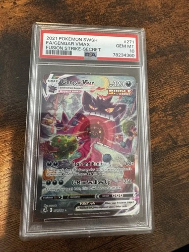 Pokémon Gengar VMAX 271/264 Fusion Strike Secret Rare Alt Art Holo 320 HP PSA 10
