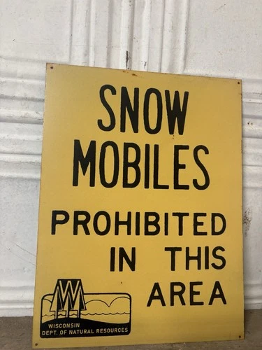 Vintage Wisconsin Snow Mobile Sign Service Station Advertising Polaris Oil Can