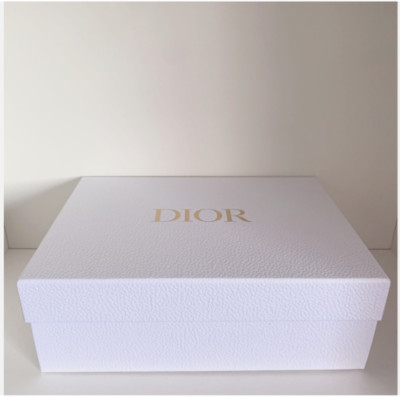 Large Dior Storage Box Pebbled White With Gold Logo Authentic NEW 12.5 x9 x4.5 