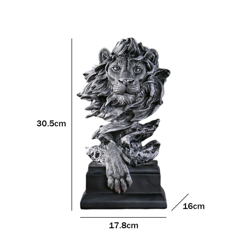 Löwenkopf Statue 30cm Harz - Lebensechte Tierkopf Deko