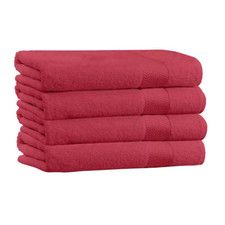 100 Cotton Quick Dry and Luxury Cherry Red Bath Towels Pack of 4 