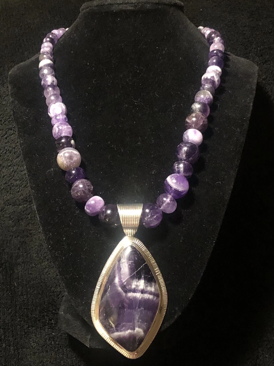 Large amethyst deals pendant necklace