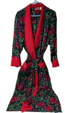 Victorias Secret S/P Gold Label Long Kimono Robe Red Rose Paisley Belted Vtg