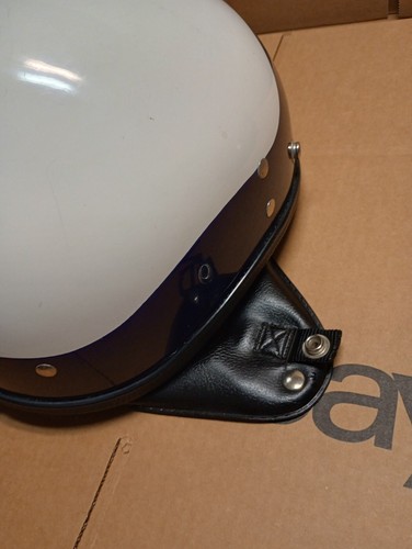 VTG Excel. BUCO White/Blue Motorcycle Half Helmet Guardian w/ traveler Visor! - Picture 11 of 12